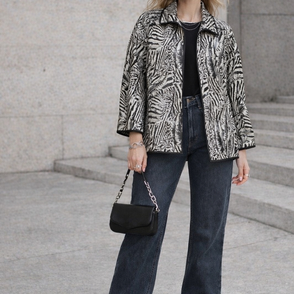 Chico’s Zebra Jacquard Statement Jacket | Size 3 (XL)